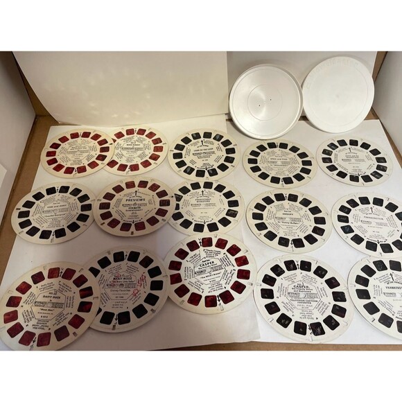 viewmaster Other - VTG Viewmaster 15 reels lot Disneyland, Disney, Monsters, Hanna Barbara w/ case